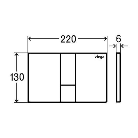 Immagine di Viega VISIGN FOR STYLE 24 placca di comando per WC, risciacquo a due quantità per PREVISTA, tasti rettangolari, finitura cromo 773267
