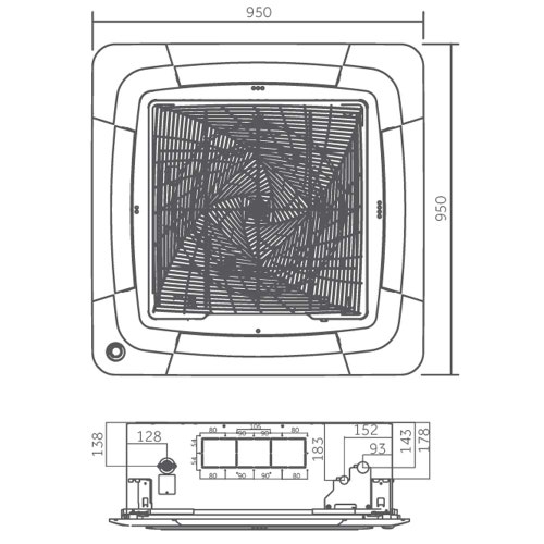 Immagine di Haier CASSETTE ROUND FLOW Climatizzatore a cassetta nero monosplit inverter | unità esterna trifase (doppio ventilatore) 16 kW unità interna 55000 BTU AB160S2SR1FA(H)-B+1U160S2SP1FB