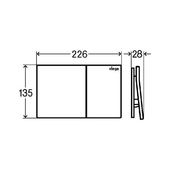 Immagine di Viega VISIGN FOR MORE 200 placca di comando per WC, risciacquo a due quantità per PREVISTA, tasti rettangolari in vetro nero finitura cromo 773588