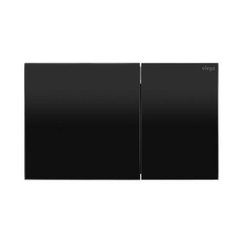 Immagine di Viega VISIGN FOR MORE 200 placca di comando per WC, risciacquo a due quantità per PREVISTA, tasti rettangolari in vetro nero finitura cromo 773588