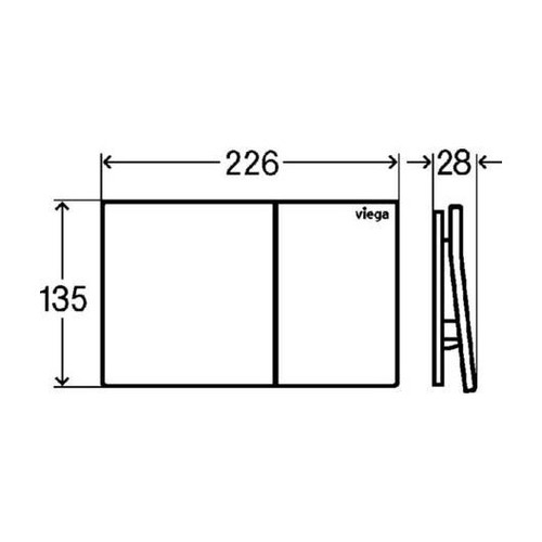 Immagine di Viega VISIGN FOR MORE 200 placca di comando per WC, risciacquo a due quantità per PREVISTA, tasti rettangolari in vetro bianco, finitura cromo 773571