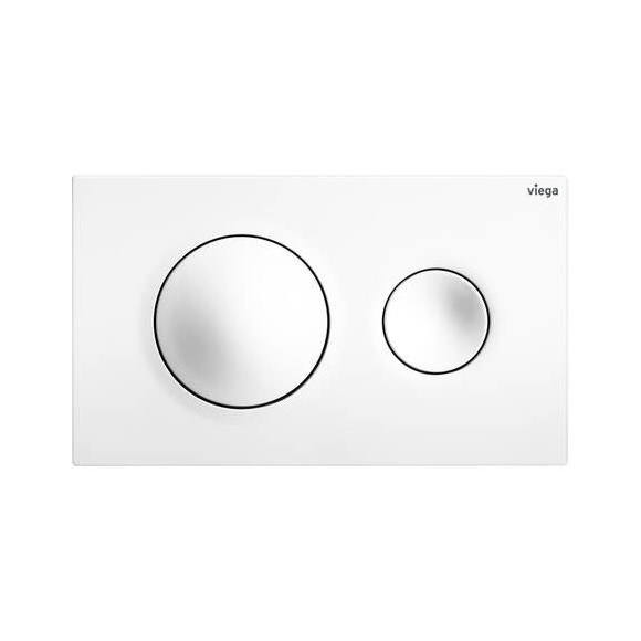 Immagine di Viega VISIGN FOR STYLE 20 placca di comando per WC, risciacquo a due quantità per PREVISTA, tasti rotondi, colore bianco alpino 773793