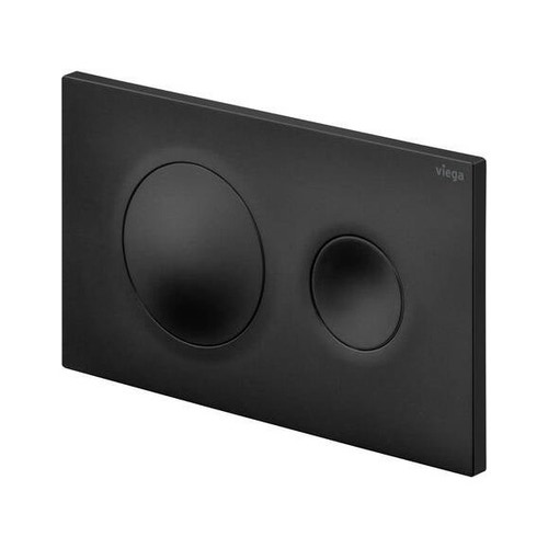 Immagine di Viega VISIGN FOR STYLE 20 placca di comando per WC, risciacquo a due quantità per PREVISTA, tasti rotondi, colore nero finitura opaco 796389