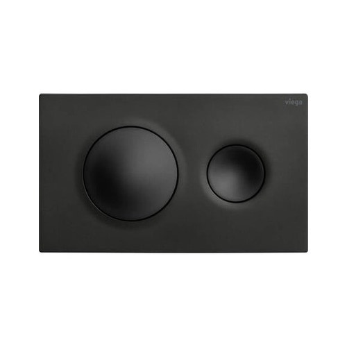 Immagine di Viega VISIGN FOR STYLE 20 placca di comando per WC, risciacquo a due quantità per PREVISTA, tasti rotondi, colore nero finitura opaco 796389