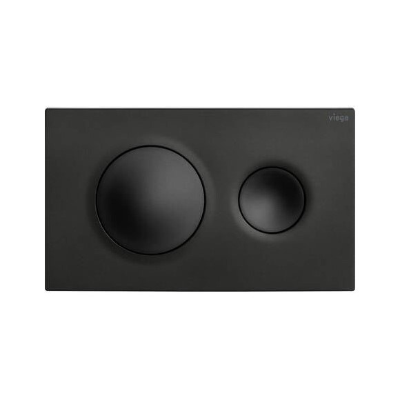 Immagine di Viega VISIGN FOR STYLE 20 placca di comando per WC, risciacquo a due quantità per PREVISTA, tasti rotondi, colore nero finitura opaco 796389