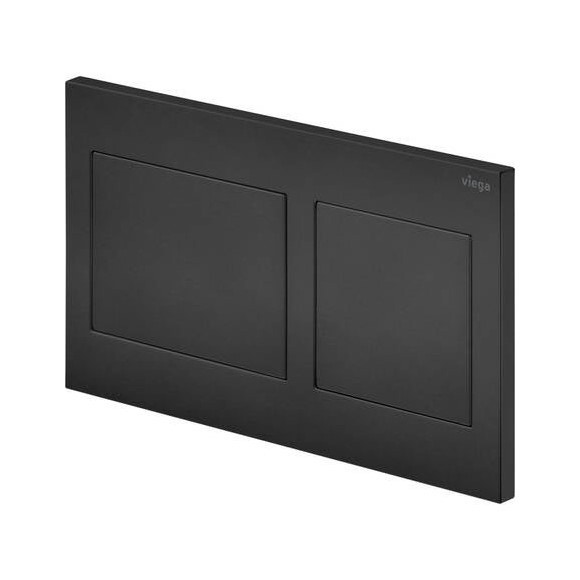 Immagine di Viega VISIGN FOR STYLE 21 placca di comando per WC, risciacquo a due quantità per PREVISTA, tasti rettangolari, colore nero finitura opaco 801724