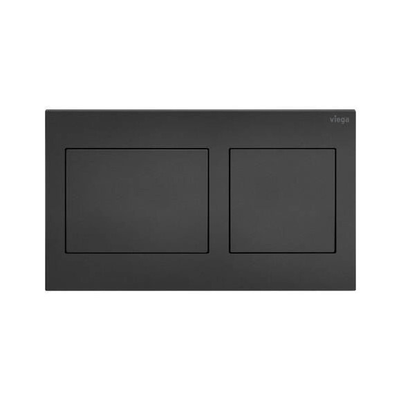 Immagine di Viega VISIGN FOR STYLE 21 placca di comando per WC, risciacquo a due quantità per PREVISTA, tasti rettangolari, colore nero finitura opaco 801724