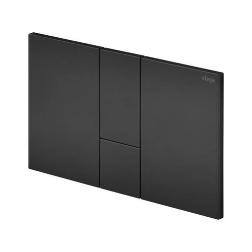 Immagine di Viega VISIGN FOR STYLE 24 placca di comando per WC, risciacquo a due quantità per PREVISTA, tasti rettangolari, colore nero finitura opaco 801748