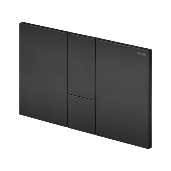 Immagine di Viega VISIGN FOR STYLE 24 placca di comando per WC, risciacquo a due quantità per PREVISTA, tasti rettangolari, colore nero finitura opaco 801748