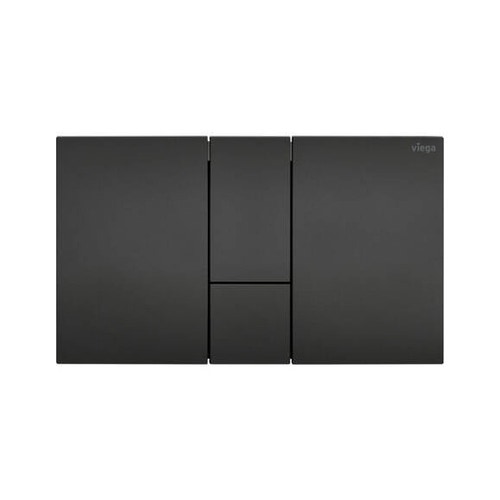 Immagine di Viega VISIGN FOR STYLE 24 placca di comando per WC, risciacquo a due quantità per PREVISTA, tasti rettangolari, colore nero finitura opaco 801748
