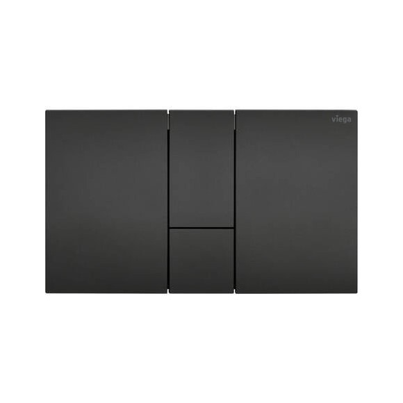 Immagine di Viega VISIGN FOR STYLE 24 placca di comando per WC, risciacquo a due quantità per PREVISTA, tasti rettangolari, colore nero finitura opaco 801748