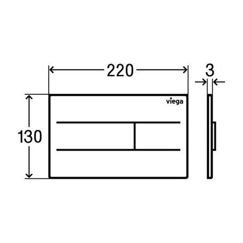Immagine di Viega VISIGN FOR MORE 201 placca di comando per WC, risciacquo a due quantità per PREVISTA, tasti rettangolari, colore nero finitura opaco 773519