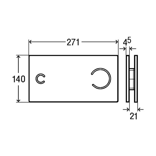 Immagine di Viega VISIGN FOR MORE 100 placca di comando, risciacquo a due quantità, placca in alluminio cromato lucido e tasti in vetro nero 597498