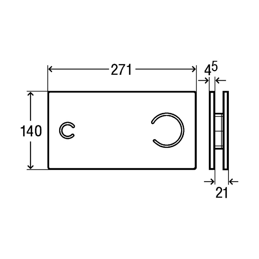 Immagine di Viega VISIGN FOR MORE 100 placca di comando, risciacquo a due quantità, placca in alluminio cromato lucido e tasti in vetro nero 597498