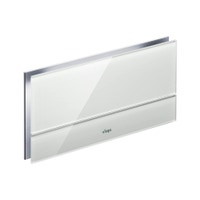 Immagine di Viega VISIGN FOR MORE 101 placca di comando, risciacquo a due quantità, placca in alluminio cromato lucido e tasti in vetro trasparente/grigio chiaro 597412