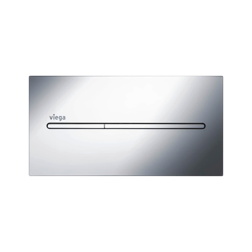 Immagine di Viega VISIGN FOR MORE 104 placca di comando, risciacquo a due quantità, tasti in rilievo, placca in alluminio cromato lucido 598457
