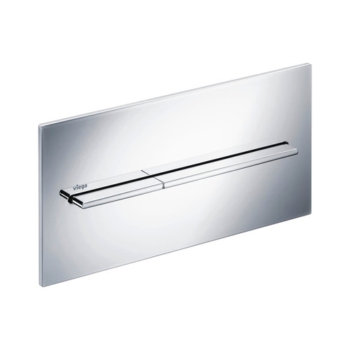 Immagine di Viega VISIGN FOR MORE 104 placca di comando, risciacquo a due quantità, tasti in rilievo, placca in alluminio cromato lucido 598457