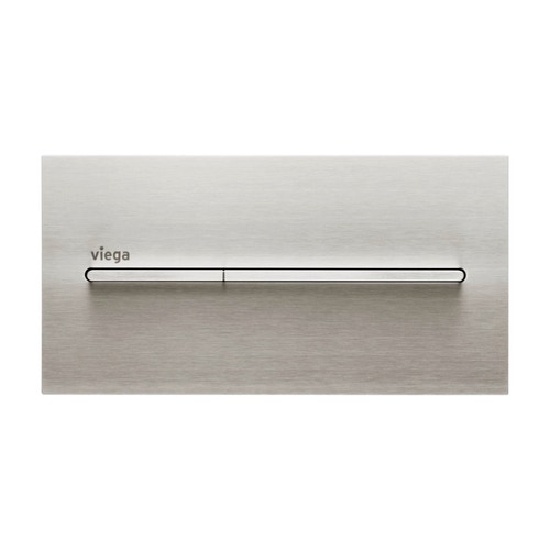Immagine di Viega VISIGN FOR MORE 104 placca di comando, risciacquo a due quantità, tasti in rilievo, placca in alluminio color acciaio inox 598471
