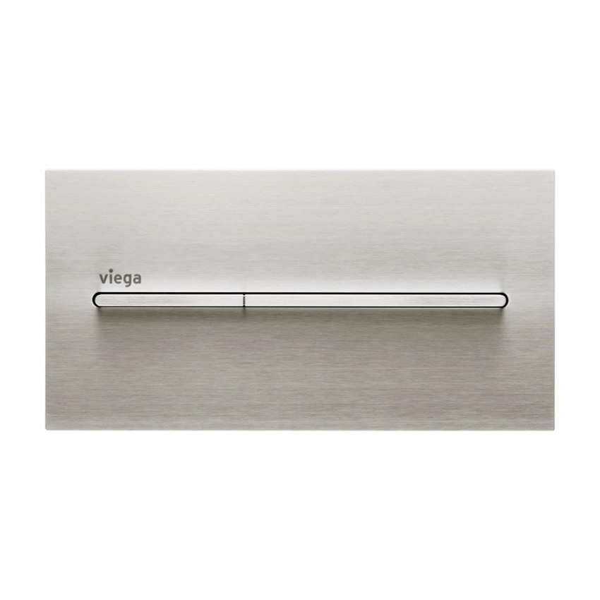 Immagine di Viega VISIGN FOR MORE 104 placca di comando, risciacquo a due quantità, tasti in rilievo, placca in alluminio color acciaio inox 598471