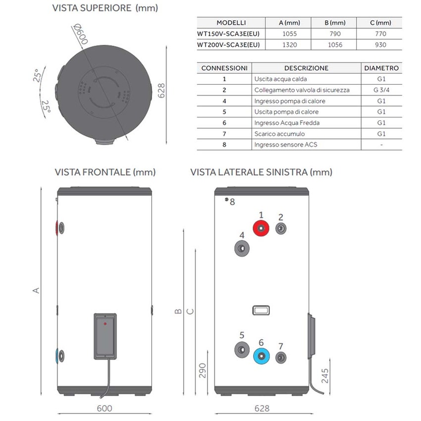 Immagine di Haier Accumulo per acqua calda sanitaria, monoserpentino da 1,5 mq con resistenza da 2,5 kw, capacità 150 litri WT150V-SCA3E(EU)