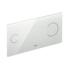 Immagine di Viega VISIGN FOR MORE 100 placca di comando sensitive, risciacquo a due quantità, tasti rotondi, placca di vetro trasparente/grigio chiaro 622671