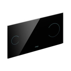 Immagine di Viega VISIGN FOR MORE 100 placca di comando sensitive, risciacquo a due quantità, tasti rotondi, placca di vetro nero 615895