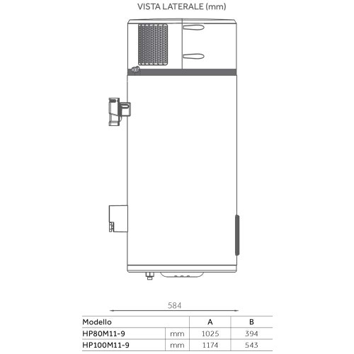 Immagine di Haier HP INTRO M11 scaldacqua a pompa di calore MONOBLOCCO R290 a muro, capacità 75 litri HP80M11-9