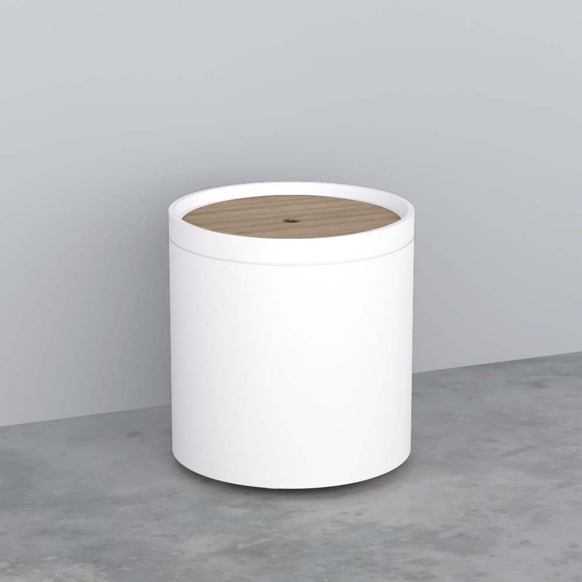 Immagine di Cielo ELLE OTTO TONDO coperchio in legno, senza pouf, colore in essenza rovere naturale ELCTERN