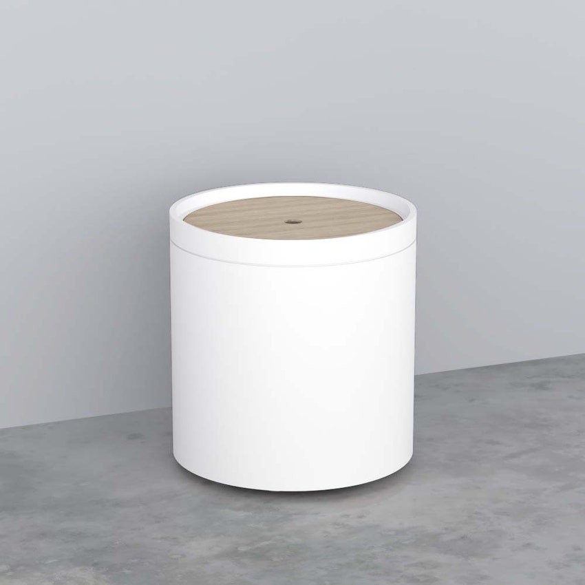 Immagine di Cielo ELLE OTTO TONDO coperchio in legno, senza pouf, colore in essenza rovere sbiancato ELCTERS