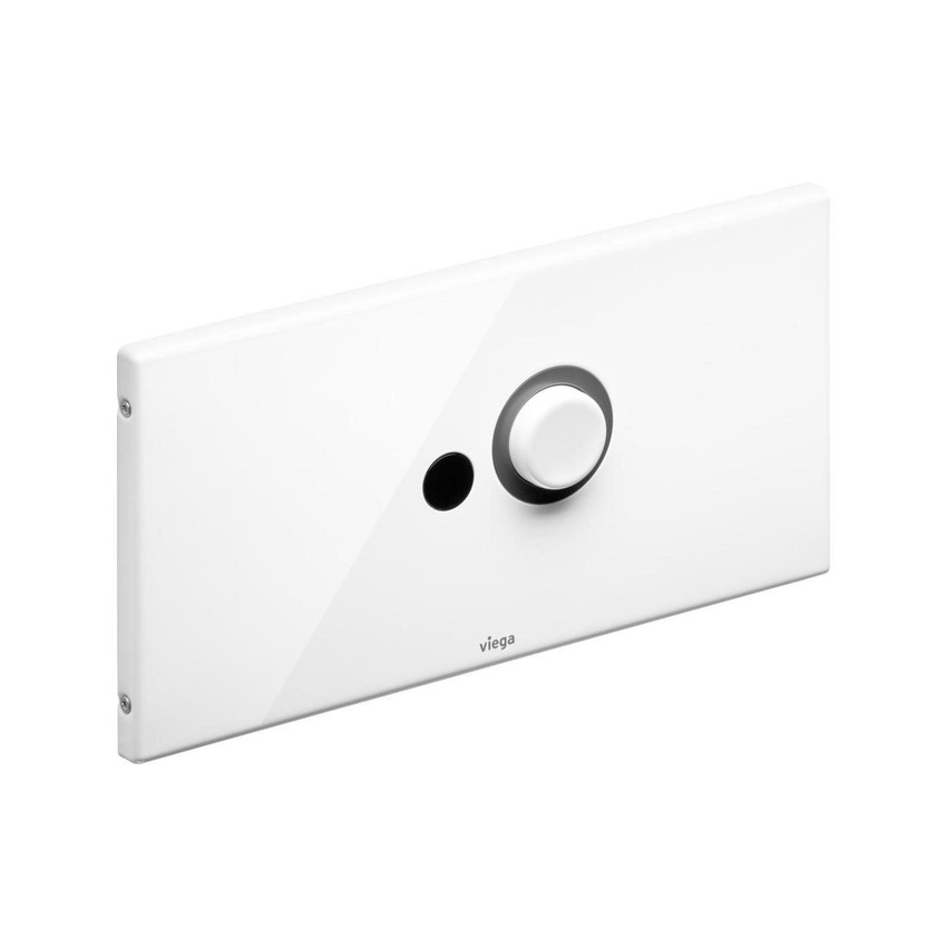 Immagine di Viega VISIGN FOR PUBLIC 5 placca di comando, risciacquo a due quantità, tasti rotondi, placca in acciaio inossidabile colore bianco alpino 699536