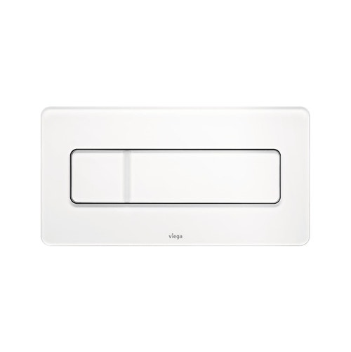 Immagine di Viega VISIGN FOR MORE 105 placca di comando, risciacquo a due quantità, tasti rettangolari, placca in vetro bianco traffico 758820