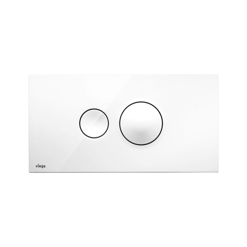 Immagine di Viega VISIGN FOR STYLE 10 placca di comando, risciacquo a due quantità, tasti rotondi, placca in materiale plastico colore bianco alpino 596316