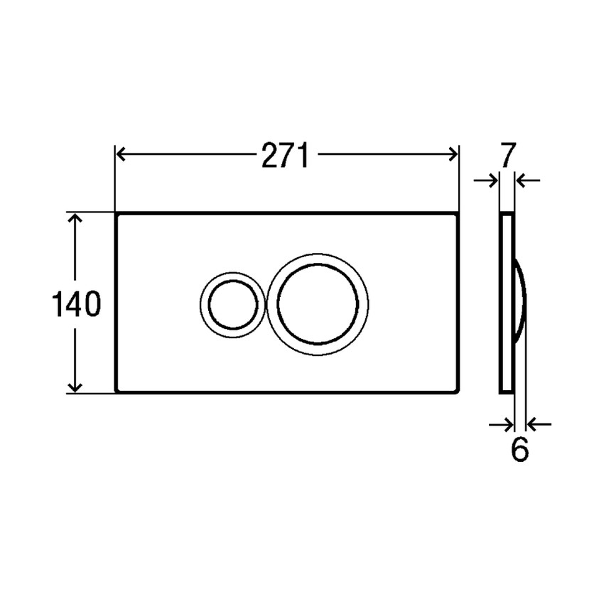 Immagine di Viega VISIGN FOR STYLE 10 placca di comando, risciacquo a due quantità, tasti rotondi, placca in materiale plastico nero lucido 686543