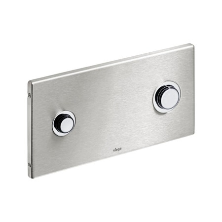 Immagine di Viega VISIGN FOR PUBLIC 2 placca di comando, risciacquo a due quantità, tasti rotondi, placca in acciaio inossidabile lucido 672058