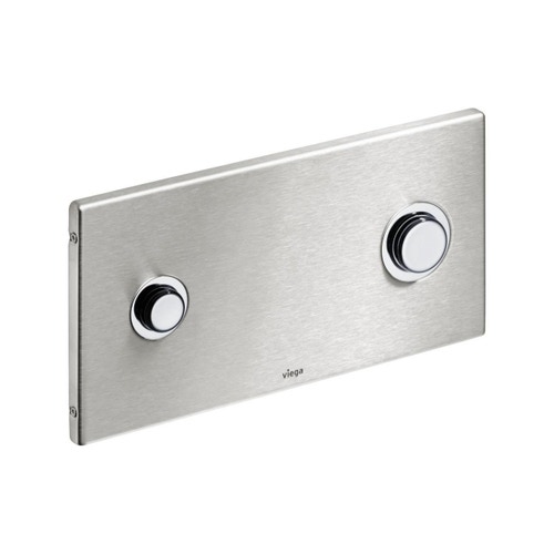 Immagine di Viega VISIGN FOR PUBLIC 2 placca di comando, risciacquo a due quantità, tasti rotondi, placca in acciaio inossidabile lucido 672058
