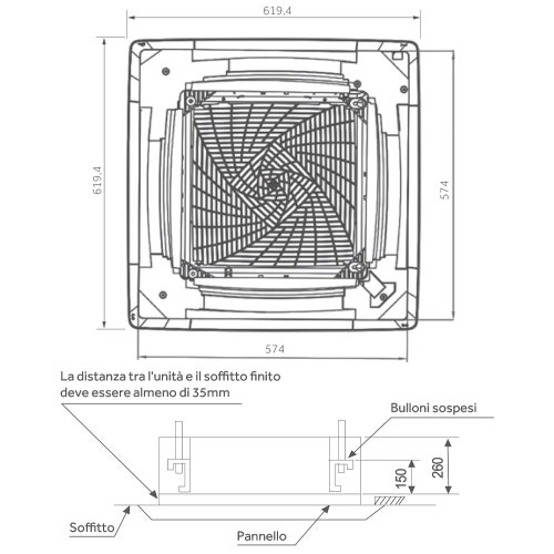 Immagine di Haier CASSETTE R32 Climatizzatore a cassetta dual split inverter Wi-Fi bianco | unità esterna 7 kW unità interne 12000+12000 BTU 3U70S2SR5FA+AB[35|35]S2SC2FA(H)