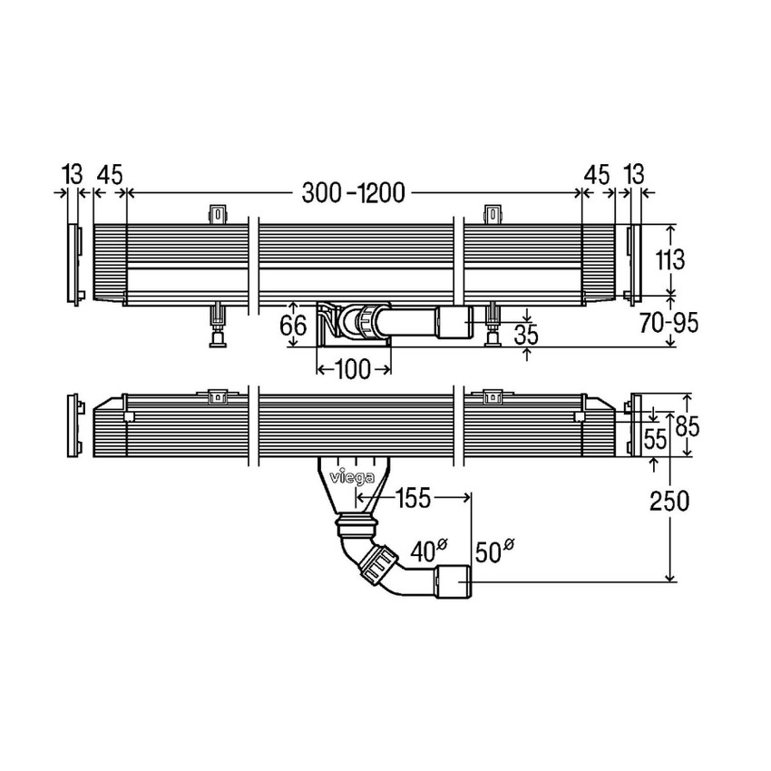 Immagine di Viega ADVANTIX VARIO corpo base corriacqua parete lunghezza regolabile 70 mm, (modello per ristrutturazioni) 736736