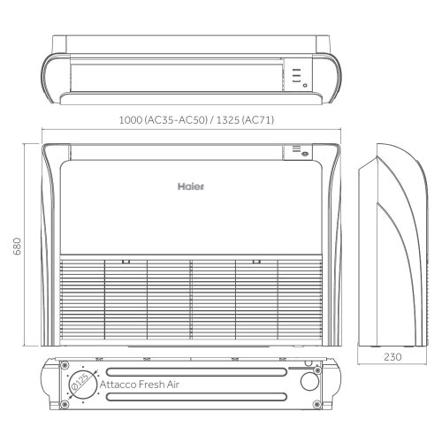 Immagine di Haier SOFFITTO/PAVIMENTO R32 Unità interna mono/multisplit Wi-Fi 12000 BTU (comando escluso) AC35S2SG2FA(H)