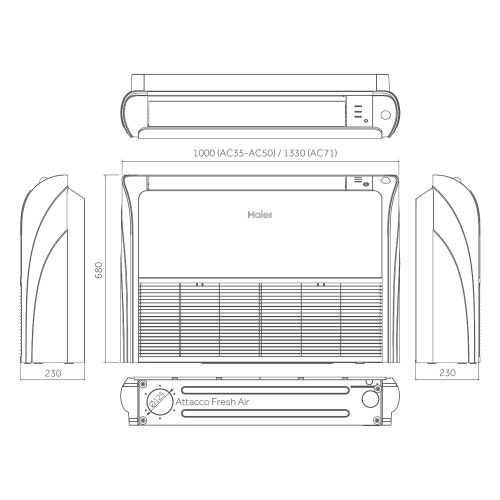 Immagine di Haier SOFFITTO/PAVIMENTO Climatizzatore monosplit inverter | unità esterna 7.1 kW unità interna 24000 BTU 1U71S2ST1FA+AC71S2SG2FA(H)
