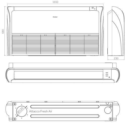 Immagine di Haier SOFFITTO/PAVIMENTO Climatizzatore monosplit inverter | unità esterna monofase (doppio ventilatore) 14 kW unità interna 48000 BTU 1U140S2SP2FA+AC140S2SK2FA(H)
