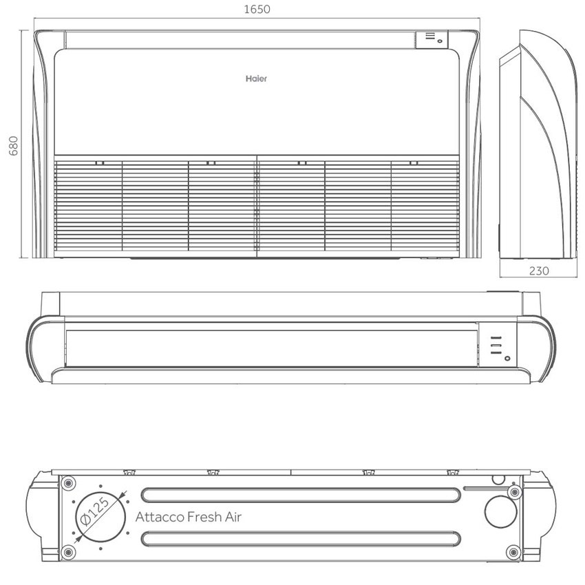 Immagine di Haier SOFFITTO/PAVIMENTO Climatizzatore monosplit inverter | unità esterna monofase (doppio ventilatore) 14 kW unità interna 48000 BTU 1U140S2SP2FA+AC140S2SK2FA(H)