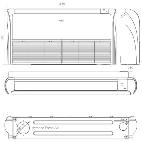 Immagine di Haier SOFFITTO/PAVIMENTO Climatizzatore monosplit inverter | unità esterna trifase (doppio ventilatore) 16 kW unità interna 55000 BTU 1U160S2SP1FB+AC160S2SK2FA(H)