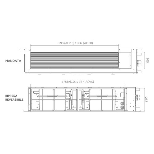 Immagine di Haier CANALIZZATO Media pressione Climatizzatore canalizzabile dual split inverter Wi-Fi | unità esterna R32 10 kW unità interne 12000+18000 BTU 5U105S2SS5FA+AD[35|50]S2SM9FA(H)