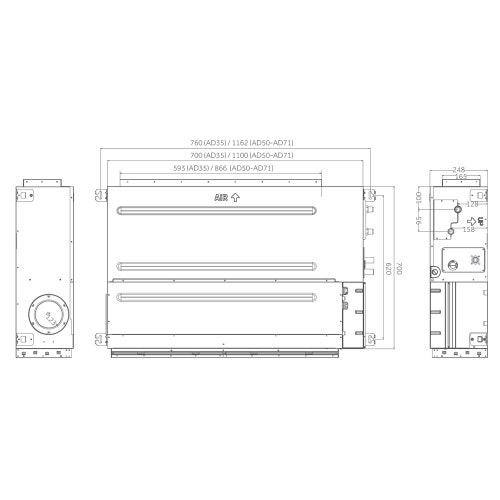 Immagine di Haier CANALIZZATO Media pressione Climatizzatore canalizzabile dual split inverter Wi-Fi | unità esterna R32 12.5 kW unità interne 18000+24000 BTU 5U125S2SN1FA+AD[50|71]S2SM9FA(H)