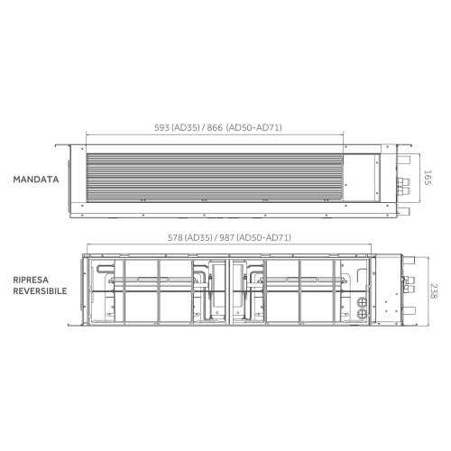 Immagine di Haier CANALIZZATO Media pressione Climatizzatore canalizzabile dual split inverter Wi-Fi | unità esterna R32 12.5 kW unità interne 18000+24000 BTU 5U125S2SN1FA+AD[50|71]S2SM9FA(H)