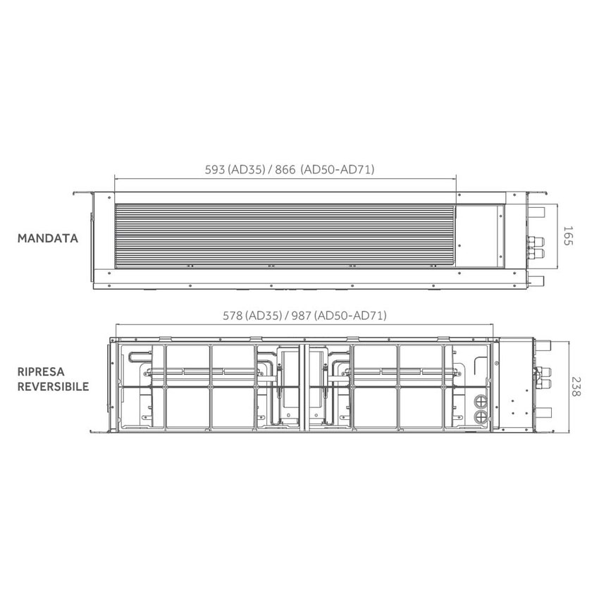 Immagine di Haier CANALIZZATO Media pressione Climatizzatore canalizzabile dual split inverter Wi-Fi | unità esterna R32 12.5 kW unità interne 18000+24000 BTU 5U125S2SN1FA+AD[50|71]S2SM9FA(H)