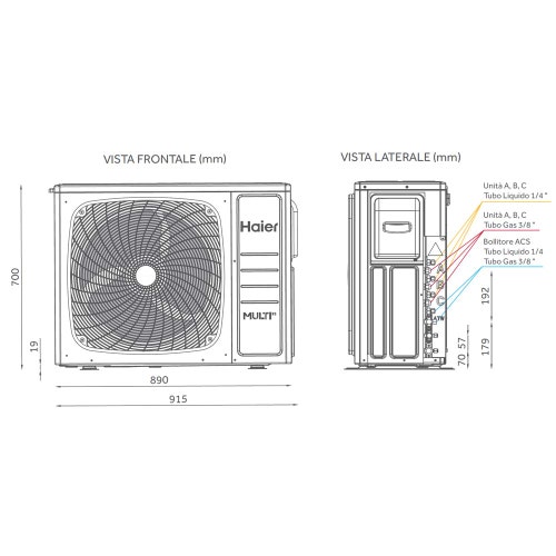 Immagine di Haier MULTI 3S sistema per raffrescamento, riscaldamento a acqua calda sanitaria, serbatoio acqua da 94 L a parete | unità esterna 7 kW 4U70S2WR1FA+AN100S2ST1FA
