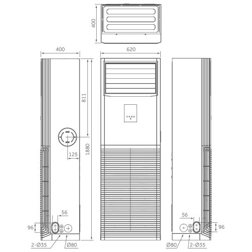 Immagine di Haier CABINET Climatizzatore a colonna a parete monosplit | unità esterna monofase 10.5 kW unità interna 35000 BTU AP105S2SE1FA(H)+1U105S2SS2FA