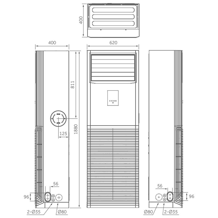 Immagine di Haier CABINET Climatizzatore a colonna a parete monosplit | unità esterna monofase 10.5 kW unità interna 35000 BTU AP105S2SE1FA(H)+1U105S2SS2FA