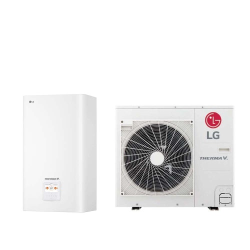 Immagine di LG THERMA V R32 sistema idronico monofase composto da pompa di calore 7 kW e unità interna HYDRO UNIT HU071MR.U44+HN091MR.NK5